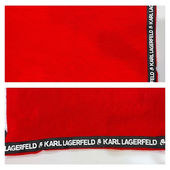 NWT Karl Lagerfeld Red Knit Name Logo Band Infinity Scarf - Picture 10 of 15